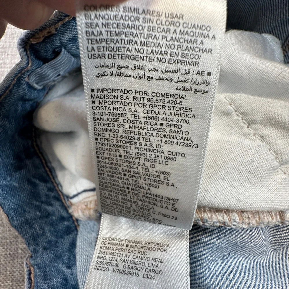 Old Navy High-Waisted Super Baggy Wide-Leg Cargo Jeans Girls 18 Seam Front Denim